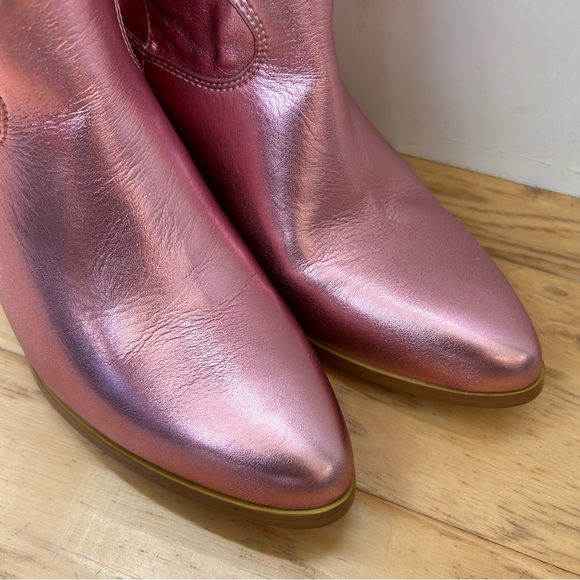 Pink Metallic Cowgirl Boots 8 Heeled Tall Barbie Pink Western Heeled Boot - Picture 8 of 9